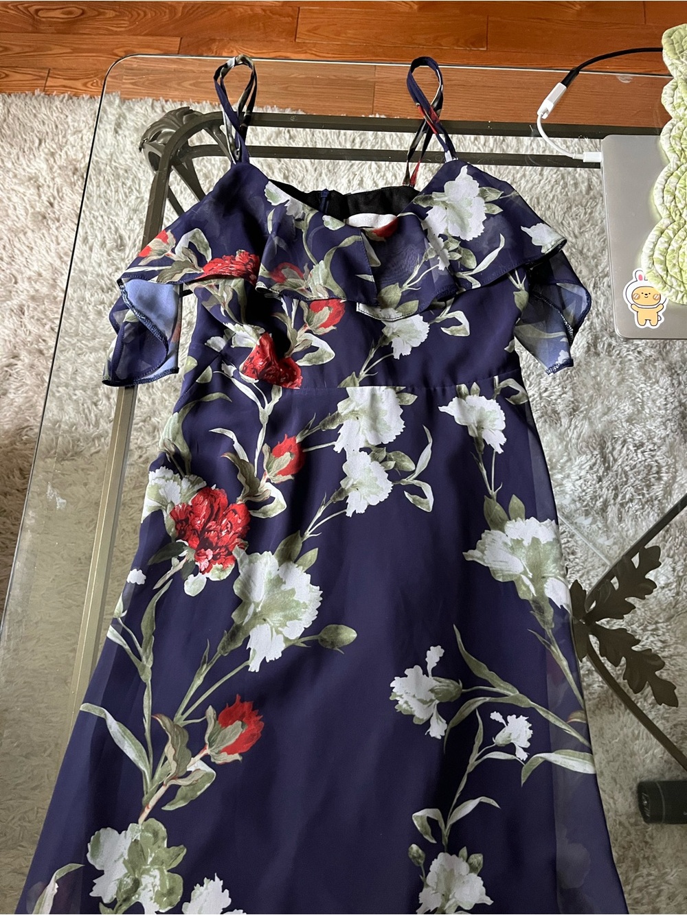 Hope and Ivy navy blue floral dress size 4
